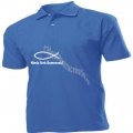 Tricou Polo bleu barbati Nimic fara Dumnezeu! Calitate superioara